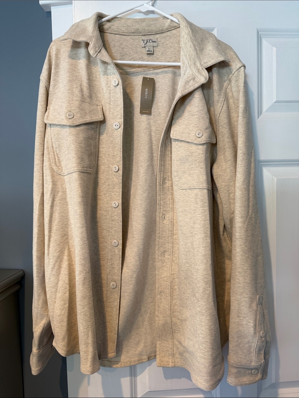 J. Crew Men's Light Cream Button-Up Shirt Jacket
